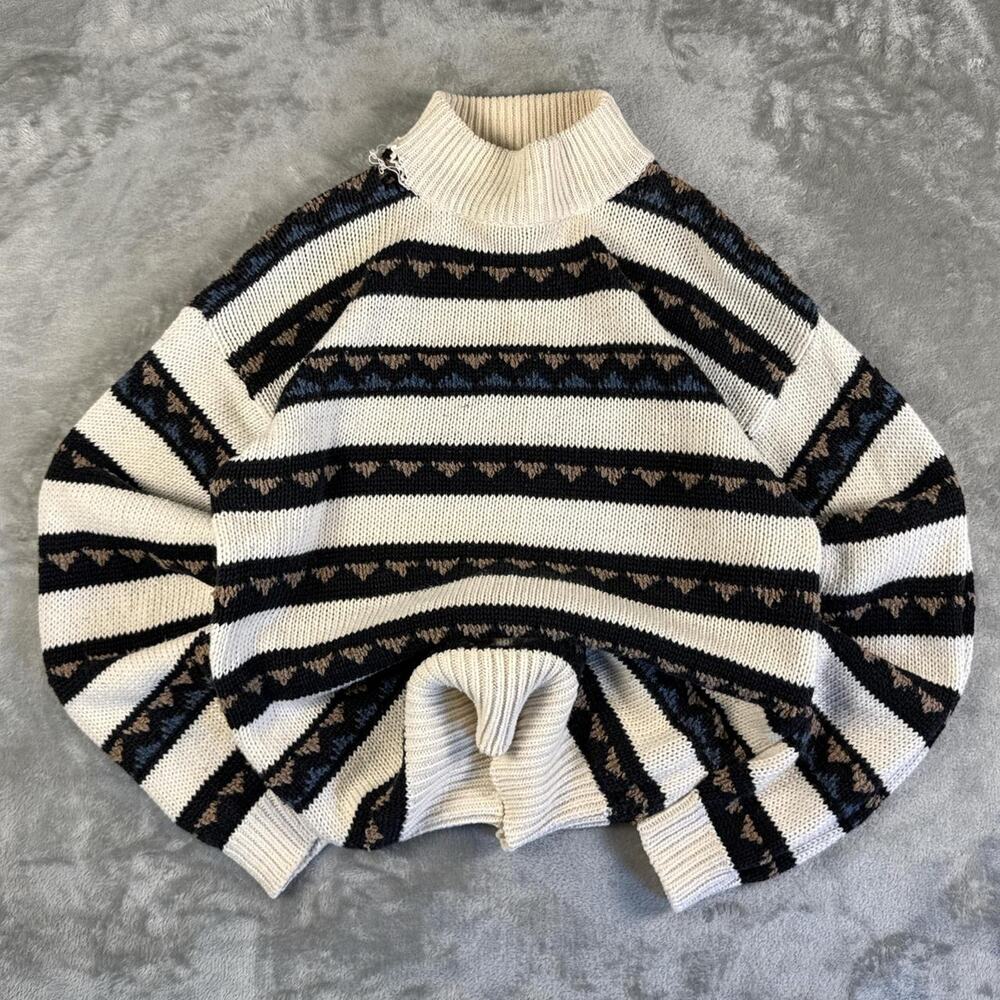 Vintage 90’s Syncs By Union Bay Cotton Blend Striped Turtleneck Sweater Size M